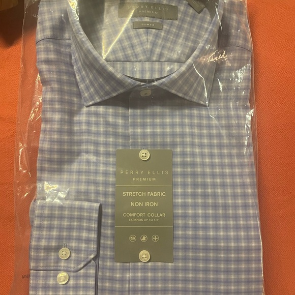 Perry Ellis | Shirts | Perry Ellis Blue Dress Shirt With Gingham ...